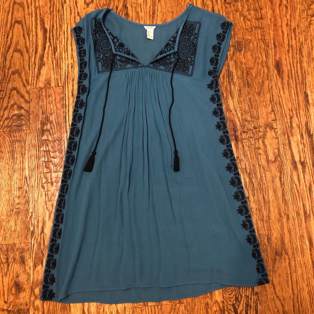 Blue Embroidered Dress